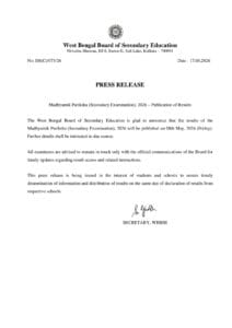 Madhyamik Result Date Notice 2026