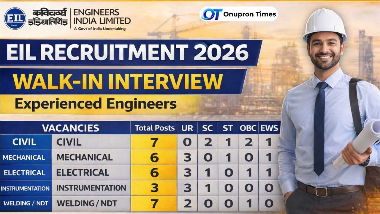 Engineers India Limited Recruitment 2026 | Walk-In Interview for Experienced Engineers | Salary Up to 1.12 Lakh Engineers India Limited Recruitment 2026 Walk-In Interview for Experienced Engineers Salary Up to 1.12 Lakh