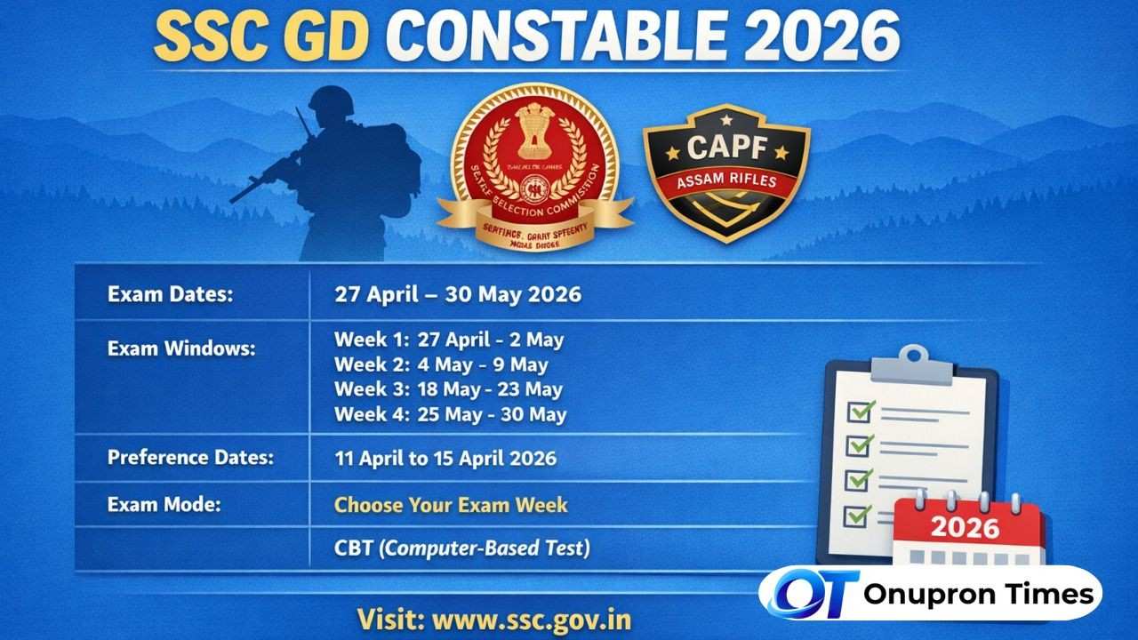 SSC GD Constable Exam 2026 Scheduled from April 27, 2026 SSC GD Constable Exam