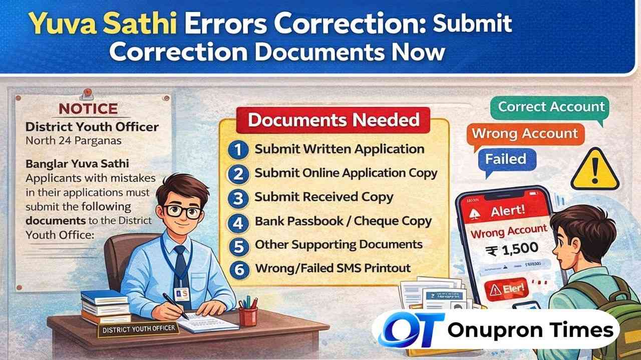 Yuva Sathi Errors Correction 2026: Applicants Asked to Submit Correction Documents After District Notice Yuva Sathi Errors Correction